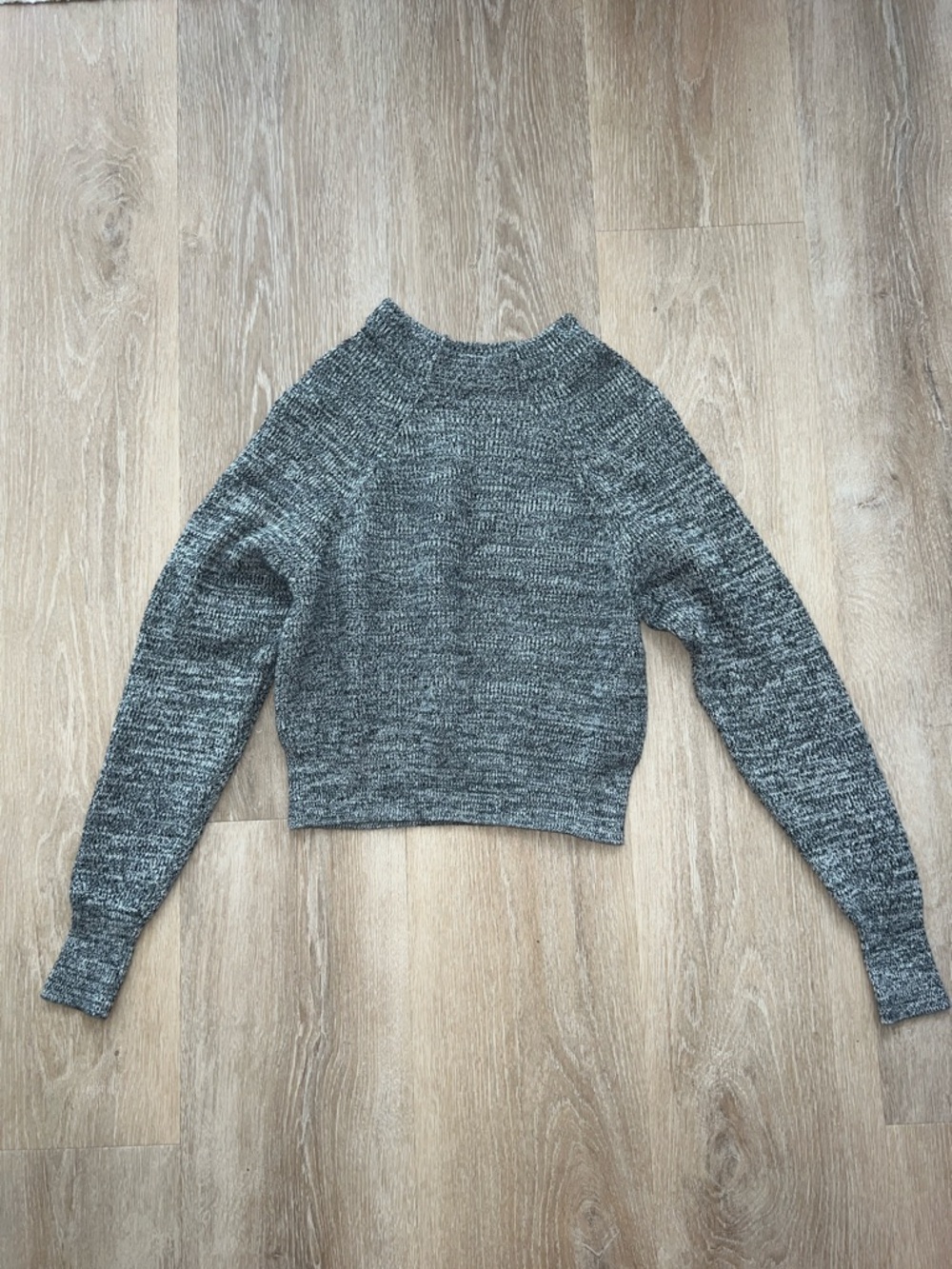 Free People Marled Charcoal Crewneck Sweater